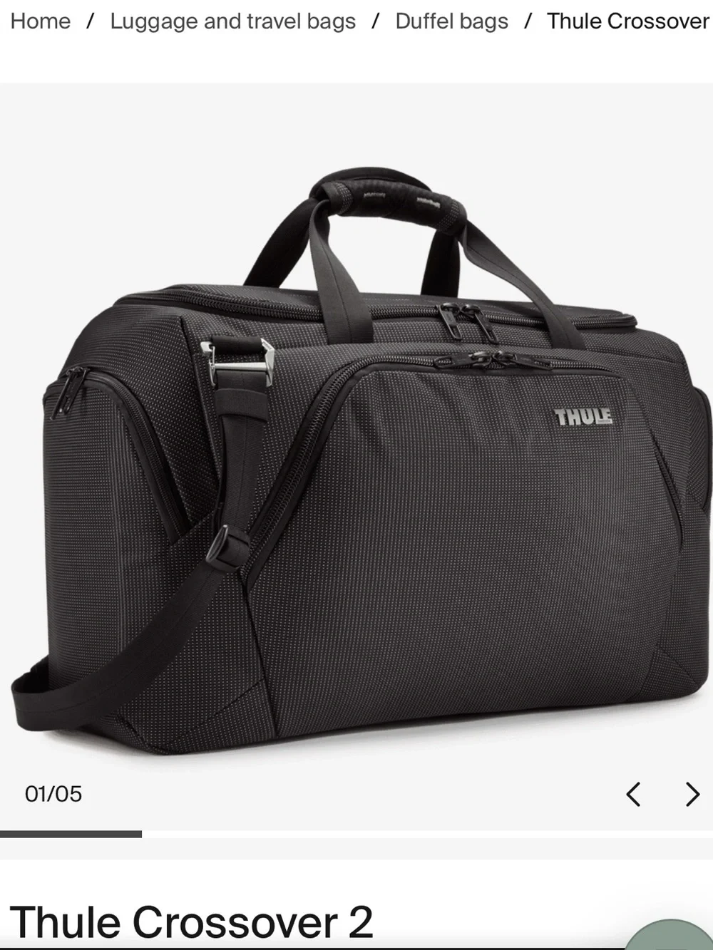 Thule Crossover 2 Duffle Travel Bag 44L Black Blue